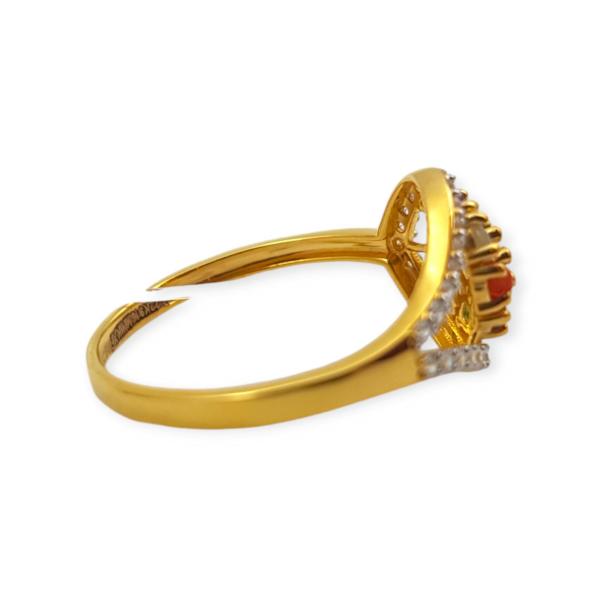 Fabulous Gold Zerkon Ring with Navratan and Beautiful Design